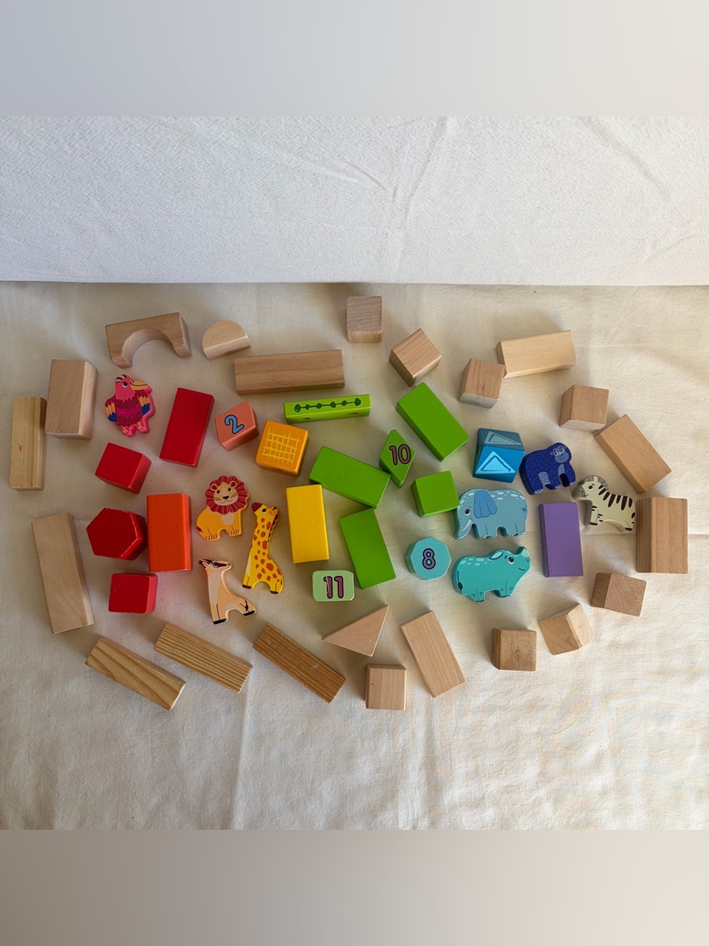 Miscellaneous Wooden Building Blocks and Safari Animals